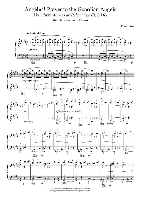 Annees De Pelerinage Iii No1 Angelus Prayer To The Guardian Angels Sheet Music Franz Liszt