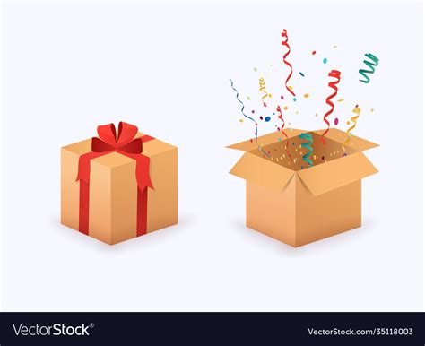 Closed And Opened Gift Boxes Presents Isolated Vector Image