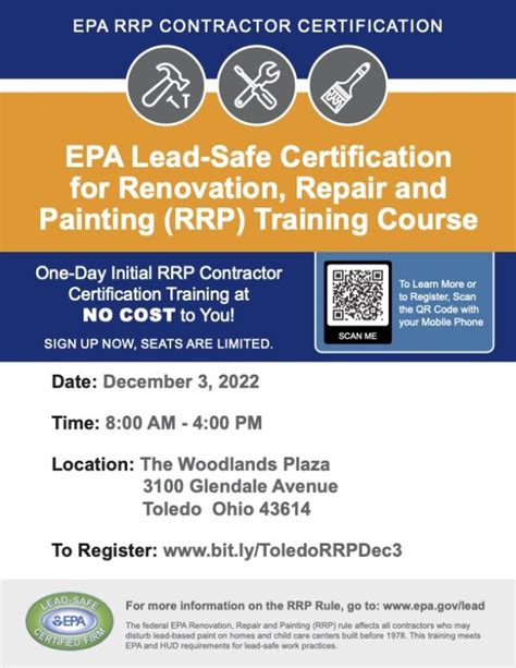Epa Lead Safe Certification For Renovation Repair And Painting Rrp Training Course Toledo
