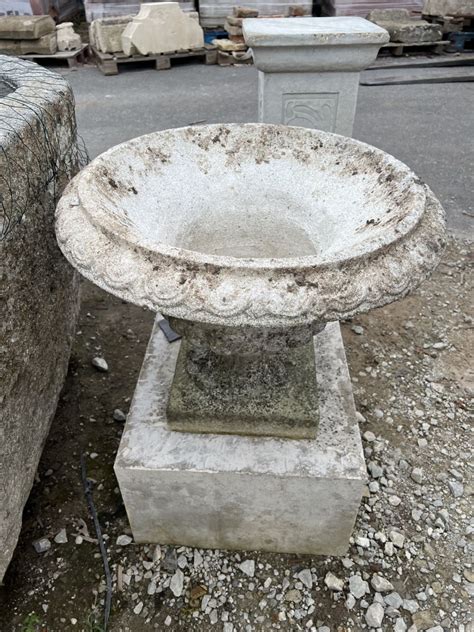 Beautiful Weathered Stone Urn Authentic Reclamation