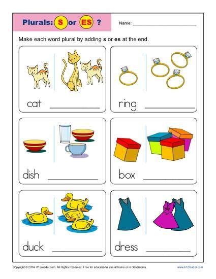 Plural Nouns Worksheets For Kindergarten Plural Nouns Worksheet
