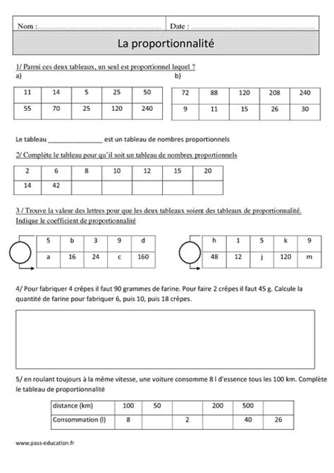 Proportionnalité - Cm1 - Exercices corrigés - Organisation et gestion des données ...