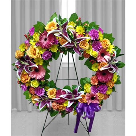 Bright And Colorful Wreath Flower Delivery Muncie Normandy Flower Shop