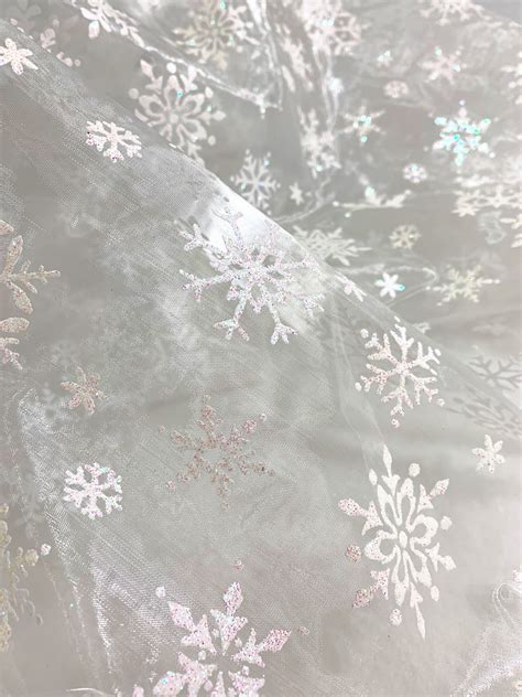 High Quality Organza White Snowflake Fabric Sparkle Iridescent Etsy