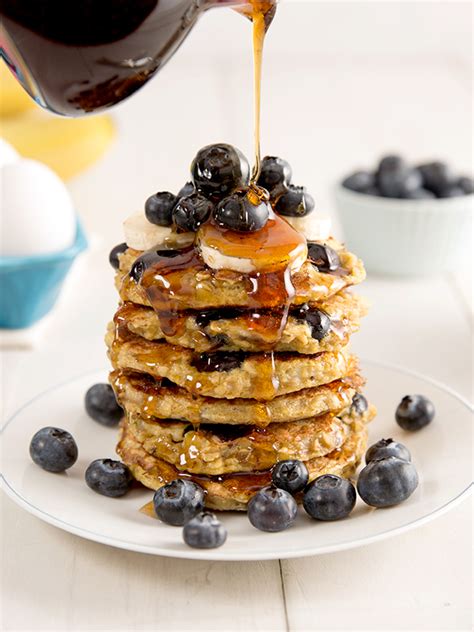 Gluten Free Blueberry Oat Pancakes With Lemon Maple Syrup