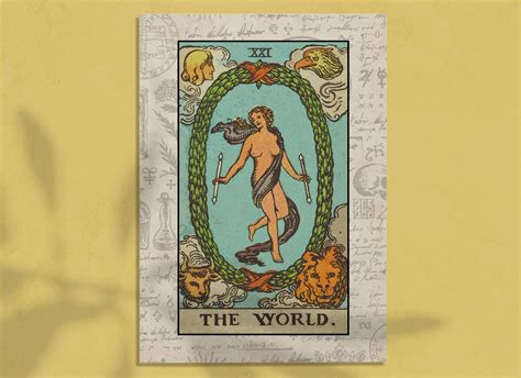 The World Postcard Tarot Card Major Arcana Small Print 4x6 Etsy