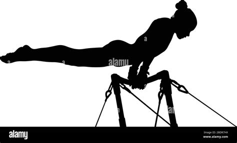 girl gymnast exercise on uneven bars gymnastics black silhouette stock vector image and art alamy