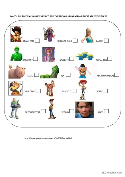 TOY STORY CHARACTERS English ESL Worksheets Pdf Doc