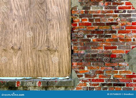 Boarded Warehouse Alley Window Loading Dock Brick Building Abandoned