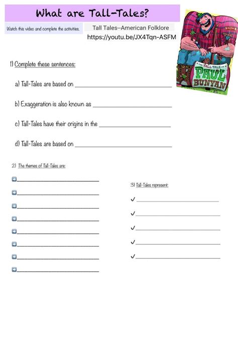 Tall Tales Worksheet Live Worksheets