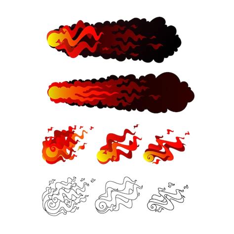 Premium Vector A Set Of Abstract Red Fireballs Falling Meteorites