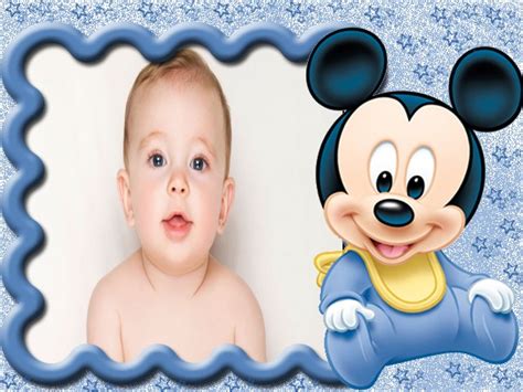 Montagem de Fotos | Bebê | Moldura Mickey Baby azul