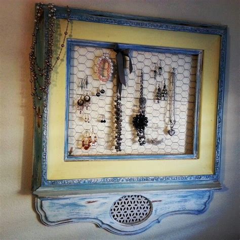 Chicken Wire Jewelry Frame 24x24 Old Vintage Picture Frame Repurposed