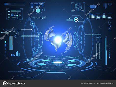 Abstract Technology Futuristic Concept World Digital Hud Interface