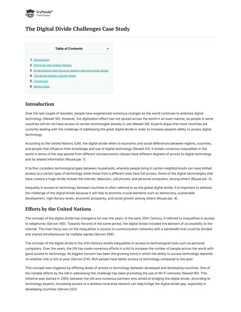 SOLUTION: The digital divide challenges 1219 words case study example