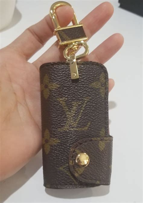 Handmade Upcycle Louis Vuitton Leather Rectangle Keychains Key Ring Fob