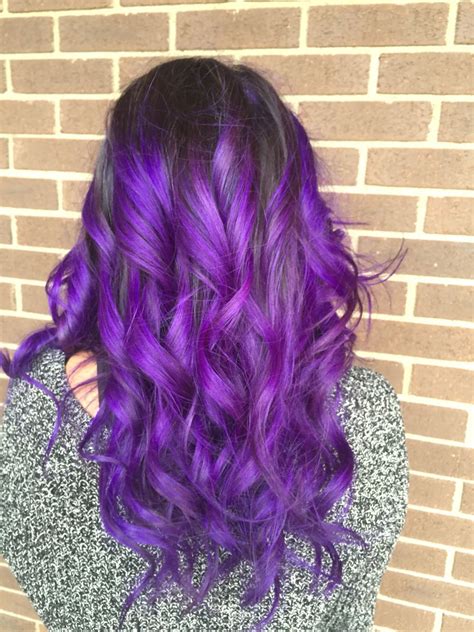 Purple Ombré Dark Root Vivids Hair Color Cool Hairstyles Long