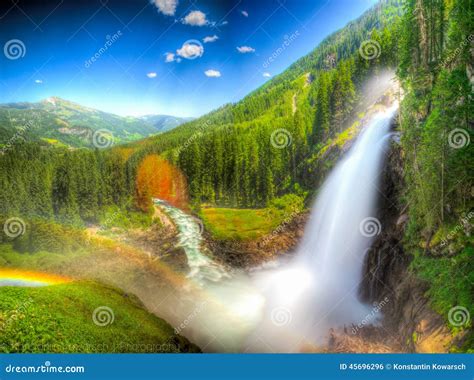 Mountain Waterfall Fantasy Retouched Stock Photo Image Of Little
