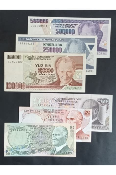 Yediotuz 6 7 Emisyon 6 Adet Koleksiyon Kağıt Para Eski Para Türk