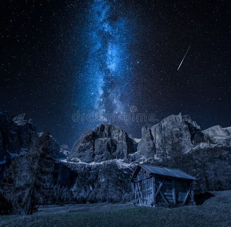 Stunning Milky Way Over Valley In Dolomites Italy Stock Photo Image