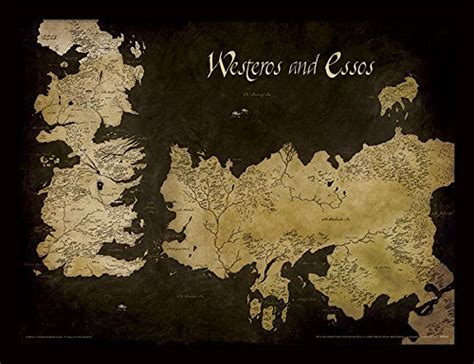 Buy Game Of Thrones Westeros And Essos Antique Map 30x40 Cm Framed