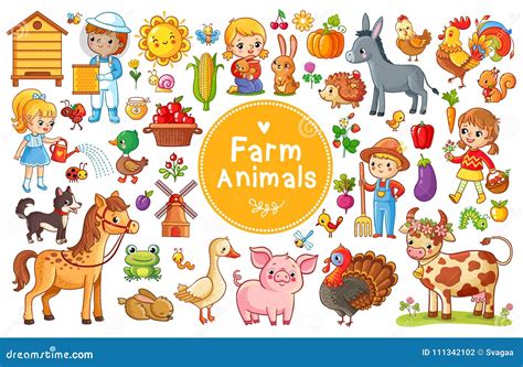 Set With Farm Animals Stock Illustration Illustration Of Horse