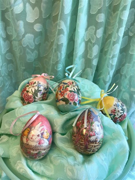 Vintage Easter Egg Ornaments Paper Mache Ornaments Easter Decorations