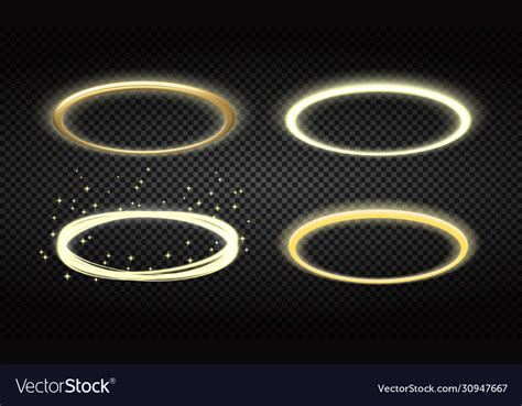 Glowing Vector Angel Halo Holy Golden Nimbus Circle On White