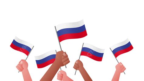 Hands Holding Russia Flag And Celebrating Simple Vector Illustration