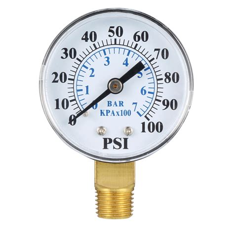 Pressure Gauge 0 100 Psi0 7 Bar Dual Scale 2 Dial Display 14