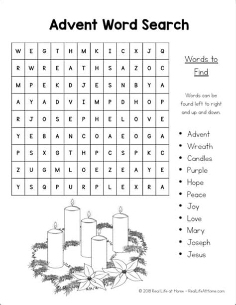 Advent Word Search For Kids Free Printables With Two Versions