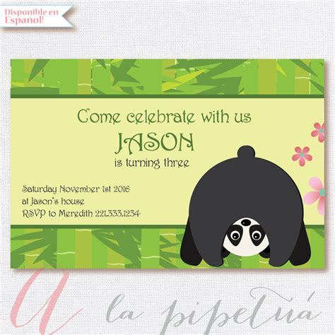 Panda Invite Printable Panda Invitation Panda Birthday Etsy