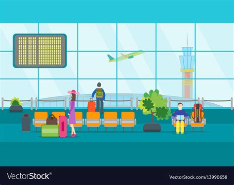Cartoon Airport Waiting Royalty Free Vector Image