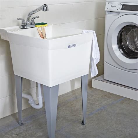 Mustee 20 In X 24 In 1 Basin White Freestanding Utility Tub With Drain