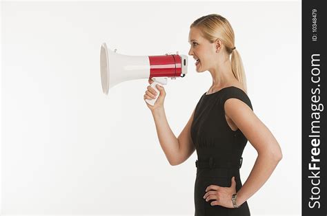 Businesswoman Yelling Into Megaphone Free Stock Images And Photos