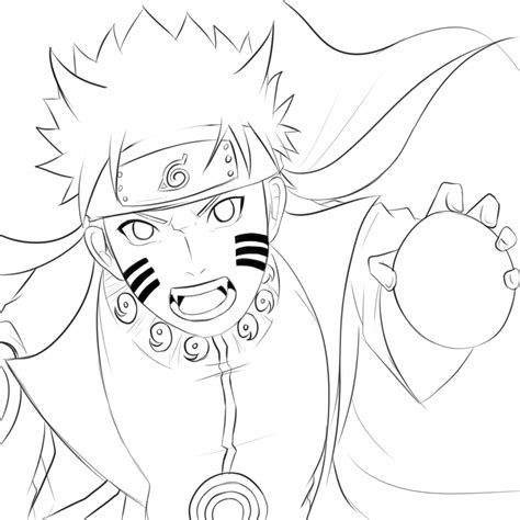 Uzumaki Naruto Kyuubi Mode Line Art By Megalow On Deviantart