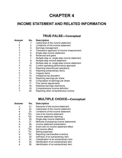 Intermediate Testbank Chapter 4 Income Statement And Related