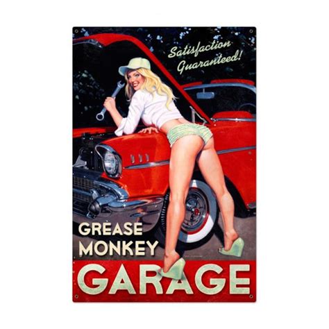 Grease Monkey Garage Pinup Girl Metal Advertising Sign Sizes