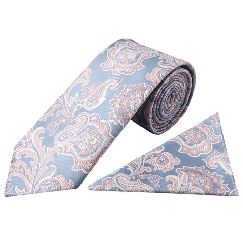 Blue And Pink Paisley Classic Mens Tie And Pocket Square Set