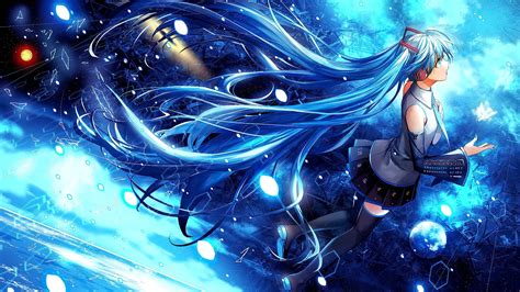 Wallpaper Illustration Looking Away Long Hair Anime Girls Blue Hair Vocaloid Hatsune