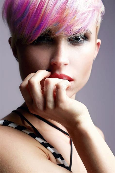 Beauty Girl With Colorful Dyed Hair Stock Image Image Of Cosmetic