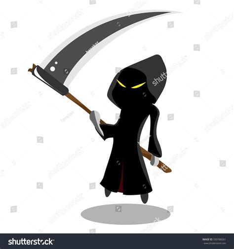 Cute Cartoon Grim Reaper Scythe Isolated Stock Vector Royalty Free