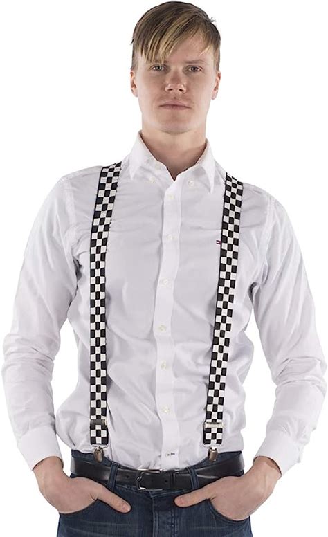 Black And White Checkered Suspenders By Dress Up America