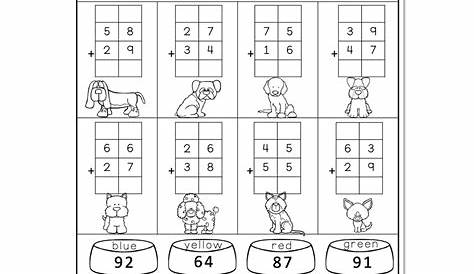 2nd Grade Math Worksheets - 2-Digit Addition With Regrouping - Dog Dish