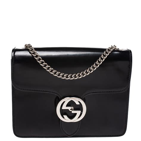 Gucci Black Patent Leather Small Interlocking Gg Shoulder Bag Gucci The Luxury Closet