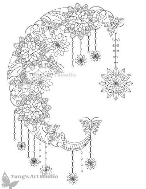 You can use our amazing online tool to color and edit the following sun and moon coloring pages for adults. Mandala Moon Coloring Page-018 - Tong's Art Studio