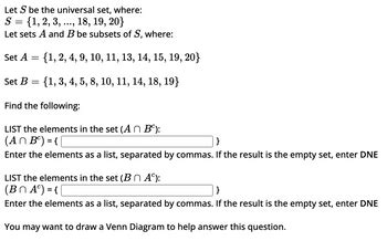 Answered Let S Be The Universal Set Where S Bartleby