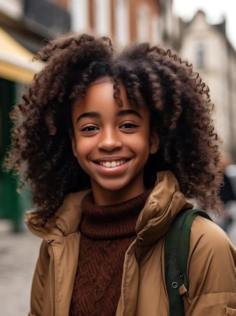 Premium Ai Image A Beautiful African American Girl Smiling And