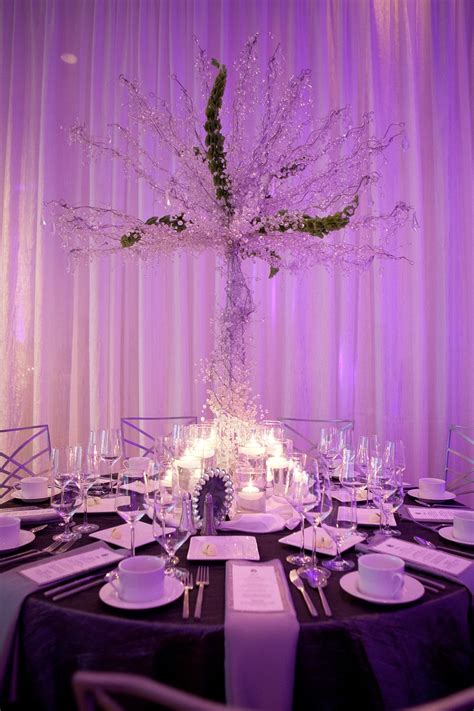 Glamourous Wedding Reception Table High Non Floral Centerpiece