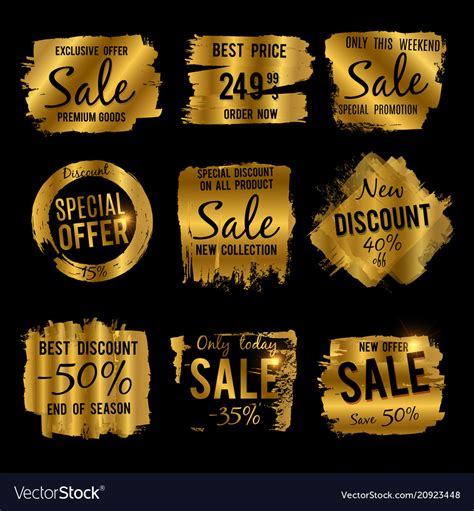 Golden Discount And Price Tag Sale Banners Vector Image